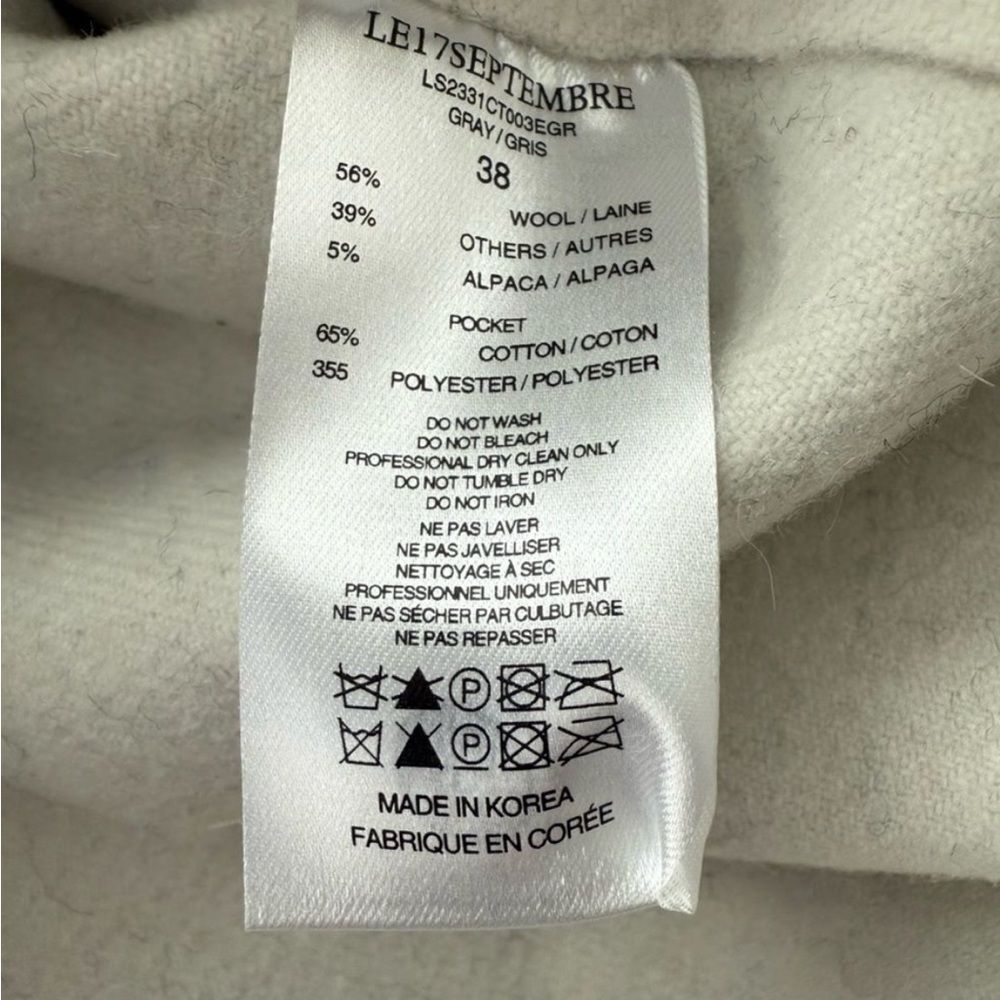 LE 17 SEPTEMBRE Gray Wool Blend Lined Coat Size 38 US 6 Minimalist - Picture 6 of 7